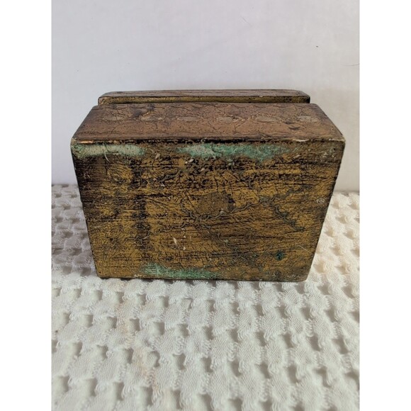 Vintage Italian Florentine Gilt Wood Trinket Jewelry Box – Gold Gilded Cherub - Picture 8 of 9